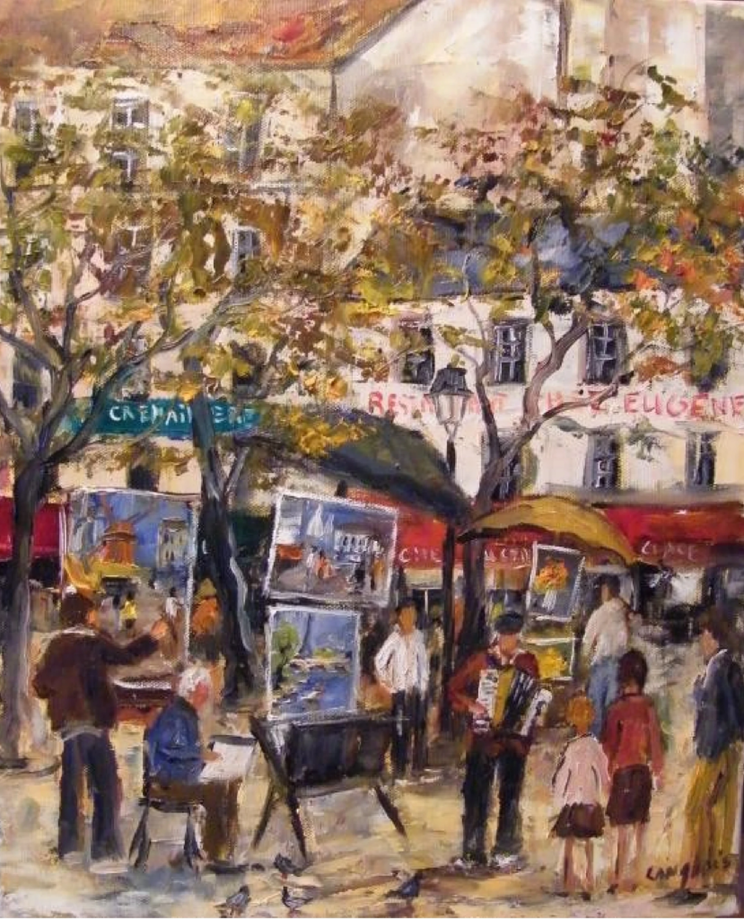 place du tertre peintres et musicien Place du Tertre avec peintres et musiciens