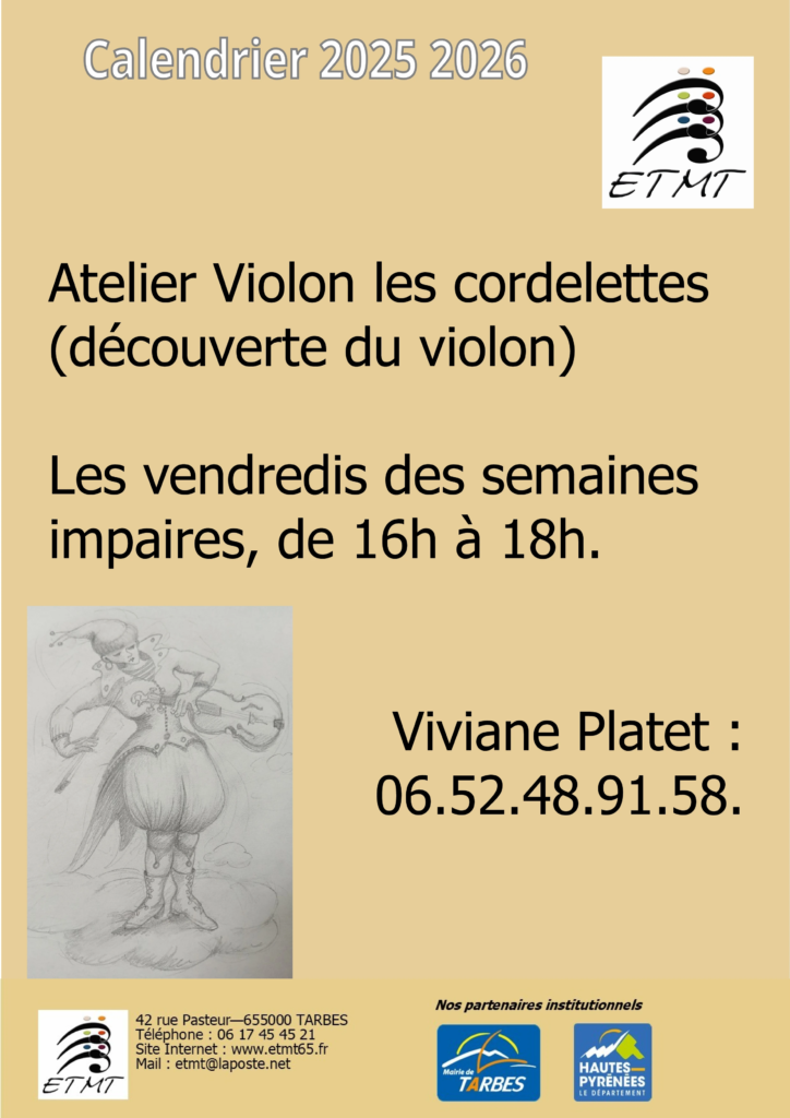 Calendrier 2025-2026 Atelier violon cordelettes