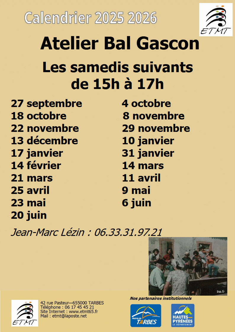 Calendrier Atelier bal gascon