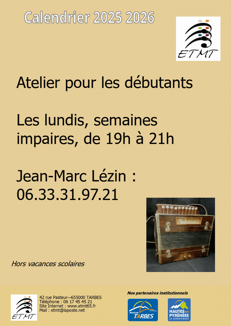 Calendrier 2025-2026 atelier non débutants depuis peuDiato