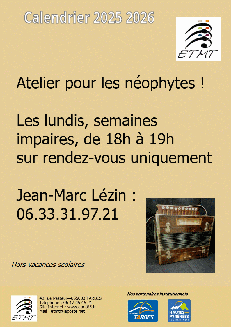 Calendrier 2025-2026 atelier débutants Diato
