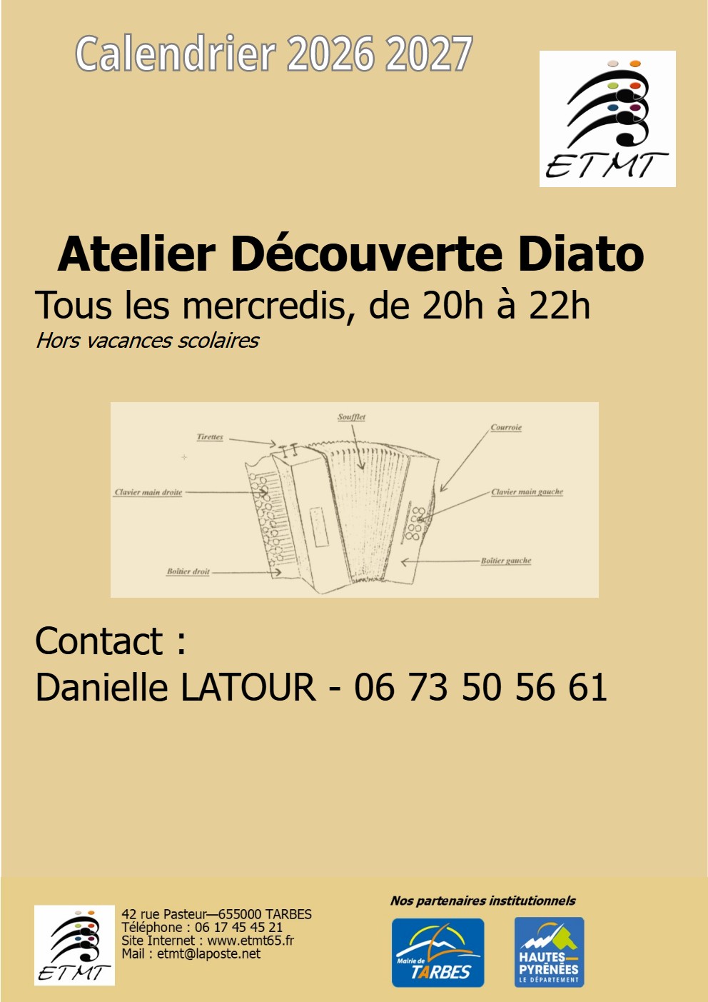 Calendrier 2025-2026 atelier débutants Diato