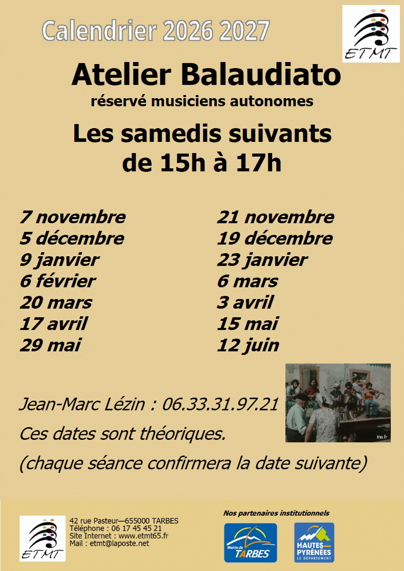 Calendrier Atelier bal gascon