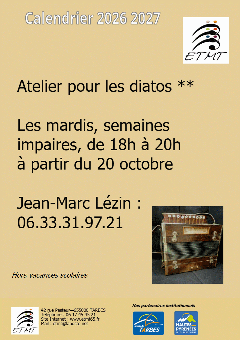 Calendrier 2025-2026 atelier non débutants depuis peuDiato