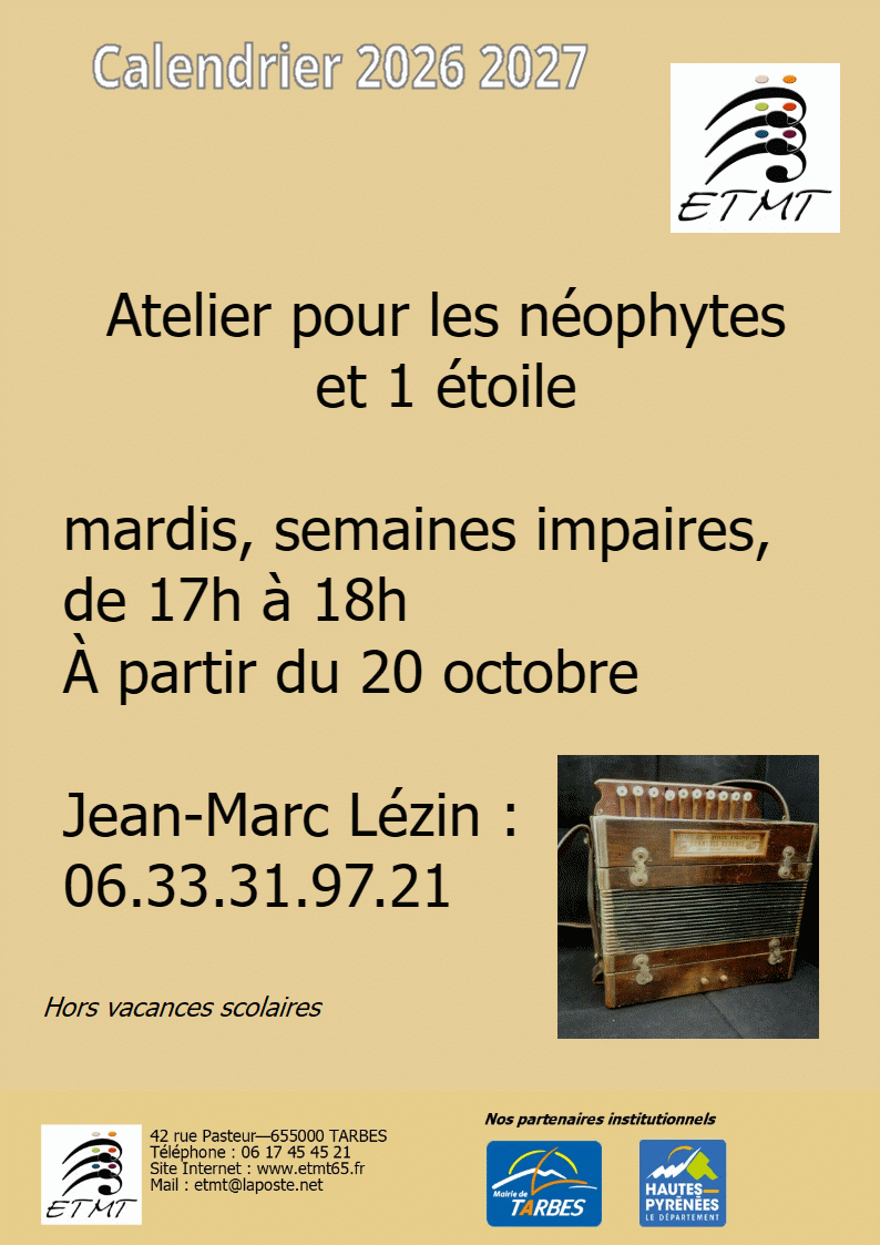 Calendrier 2025-2026 atelier débutants Diato