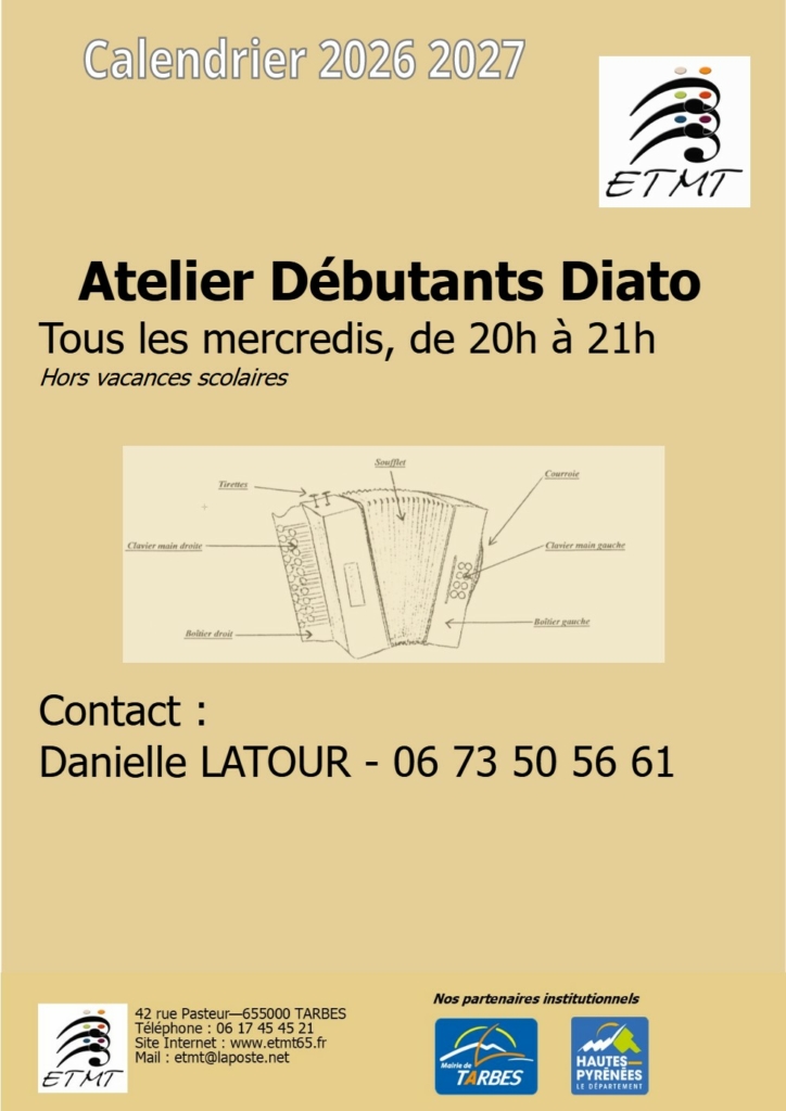 Calendrier 2025-2026 atelier débutants Diato
